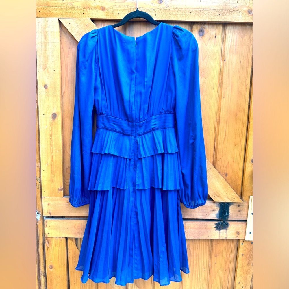 Temperley Royal Blue Chiffon Balloon Sleeve Cocktail Dress Size 4 - Picture 4 of 5